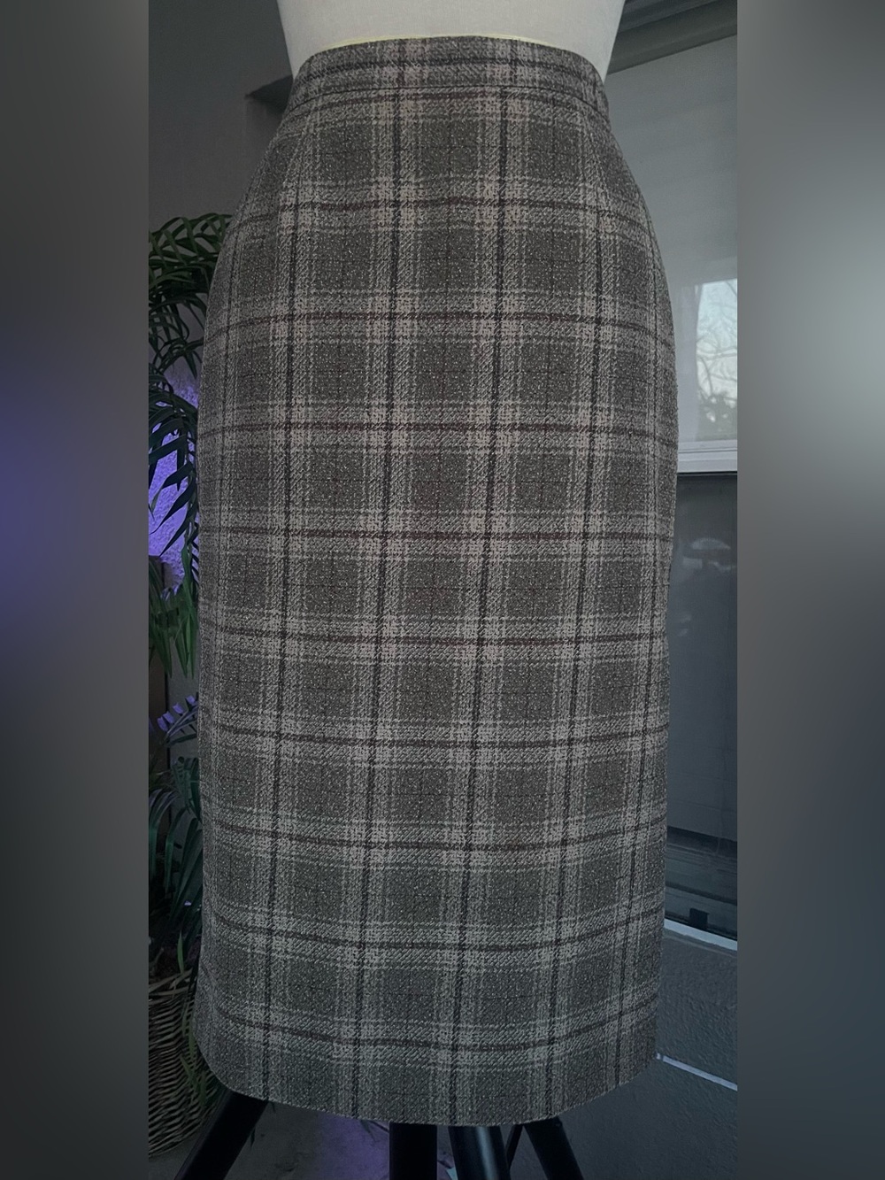 Sag Harbor Work Gray Plaid Pencil Skirt